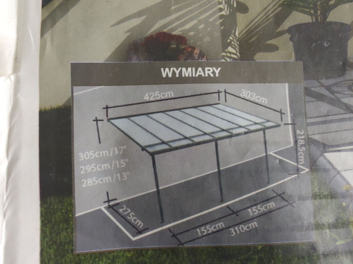 Pergola aluminiowa Verve 3 x 4,2 m szara
