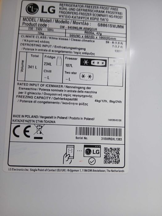 Combinado LG Com Garantia 341L!