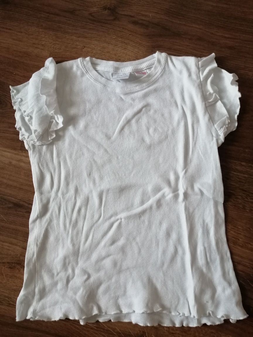 Koszulka prążkowana biała zara 110