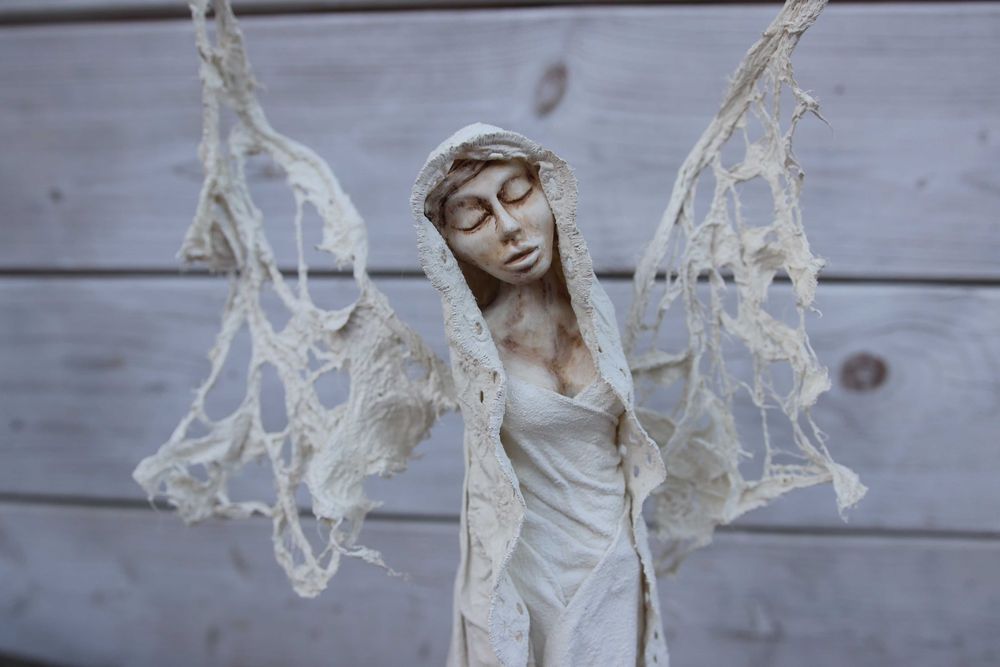 anioł pawertex, prezent na świeta, ecru, rękodzieło, handmade