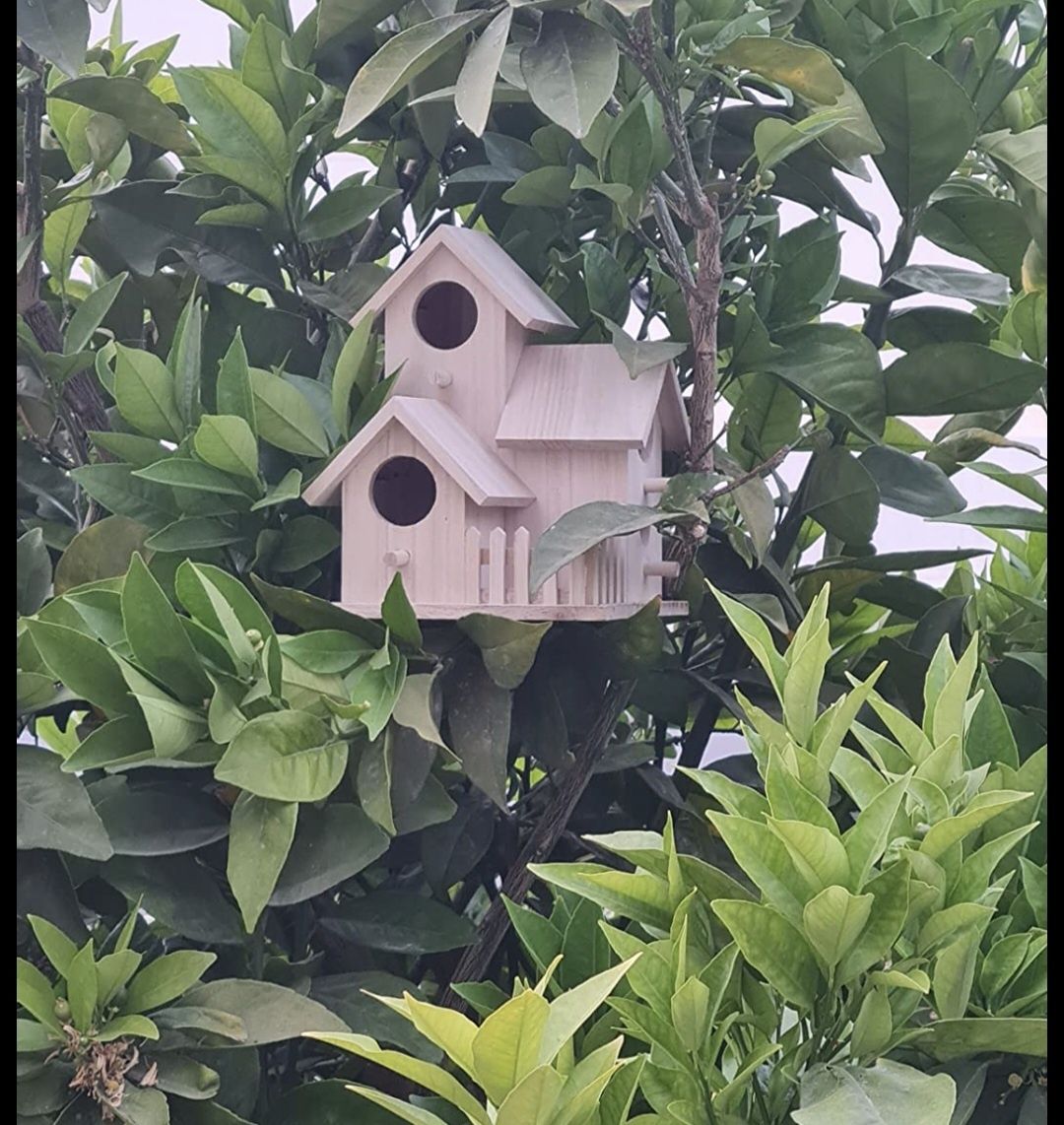 Casa de madeira rústica ninho para aves pássaros - NOVO