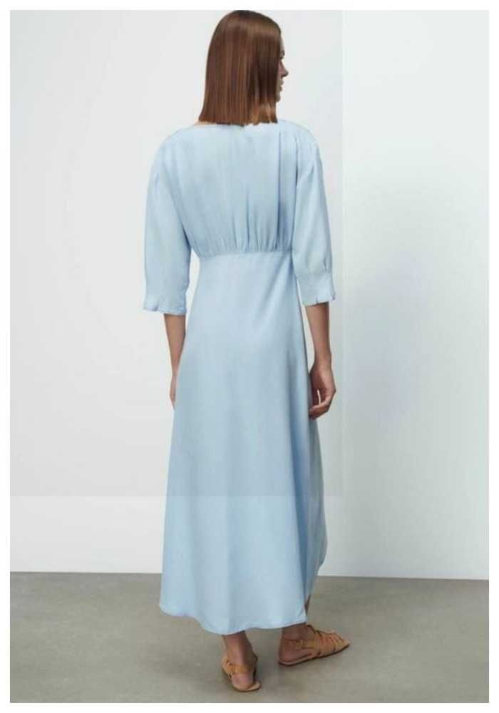 Голубое платье Zara миди с разрезом, р. XS