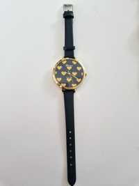 Zegarek serduszka na czarnym pasku Geneva Platinum