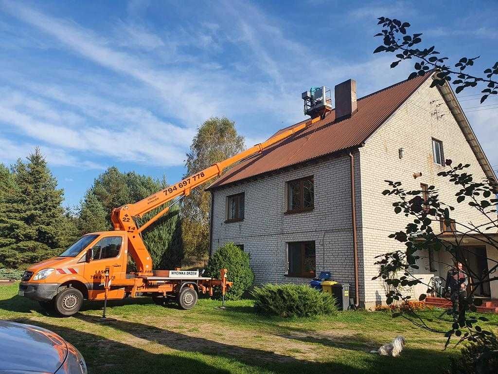 Wycinka drzew frezowanie pni podnośnik koszowy 22m zwyżka rębak