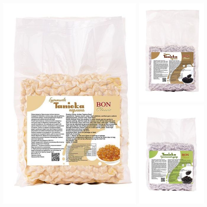 Тапіока для bubble tea та десертів, чорна, тростинний цукор 0.9кг/1кг