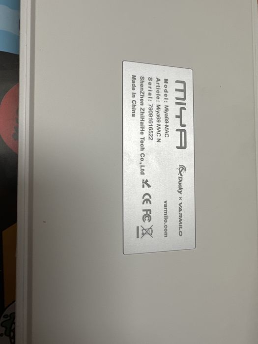 Teclado Mecânico Ducky MIYA Pro MAC/PC White LED 65% PBT