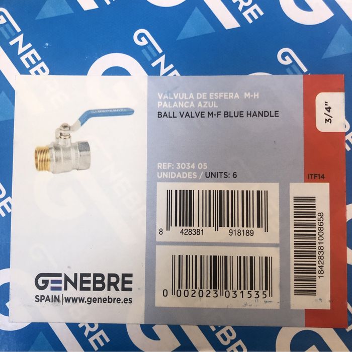 Кран кульовий Genebre 1/2, 3/4, 1 1/2