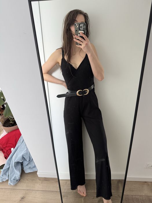 Kombinezon czarny miss selfridge z paskiem