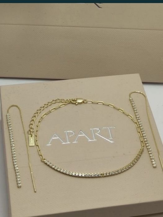 Komplet biżuterii srebrnej pozłacanej 925 z cyrkoniami