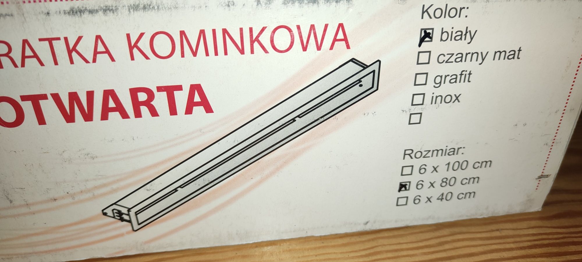 Kratka kominkowa luft biały 60x800 mm