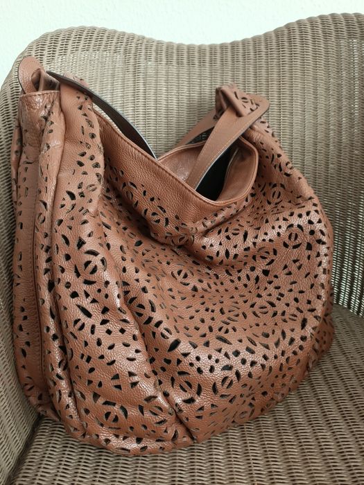 Piękna torba skórzana brązowa