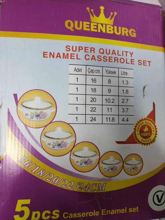 Nowy komplet 5 garnków emaliowanych z pokrywkami