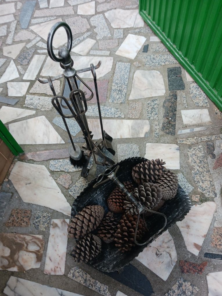 Conjunto para fogão de sala em ferro com utincílios novo