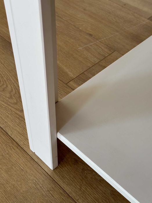 Biała ława sosnowa blat tabacco | uszkodzona, obita, przecena 1040 zł!