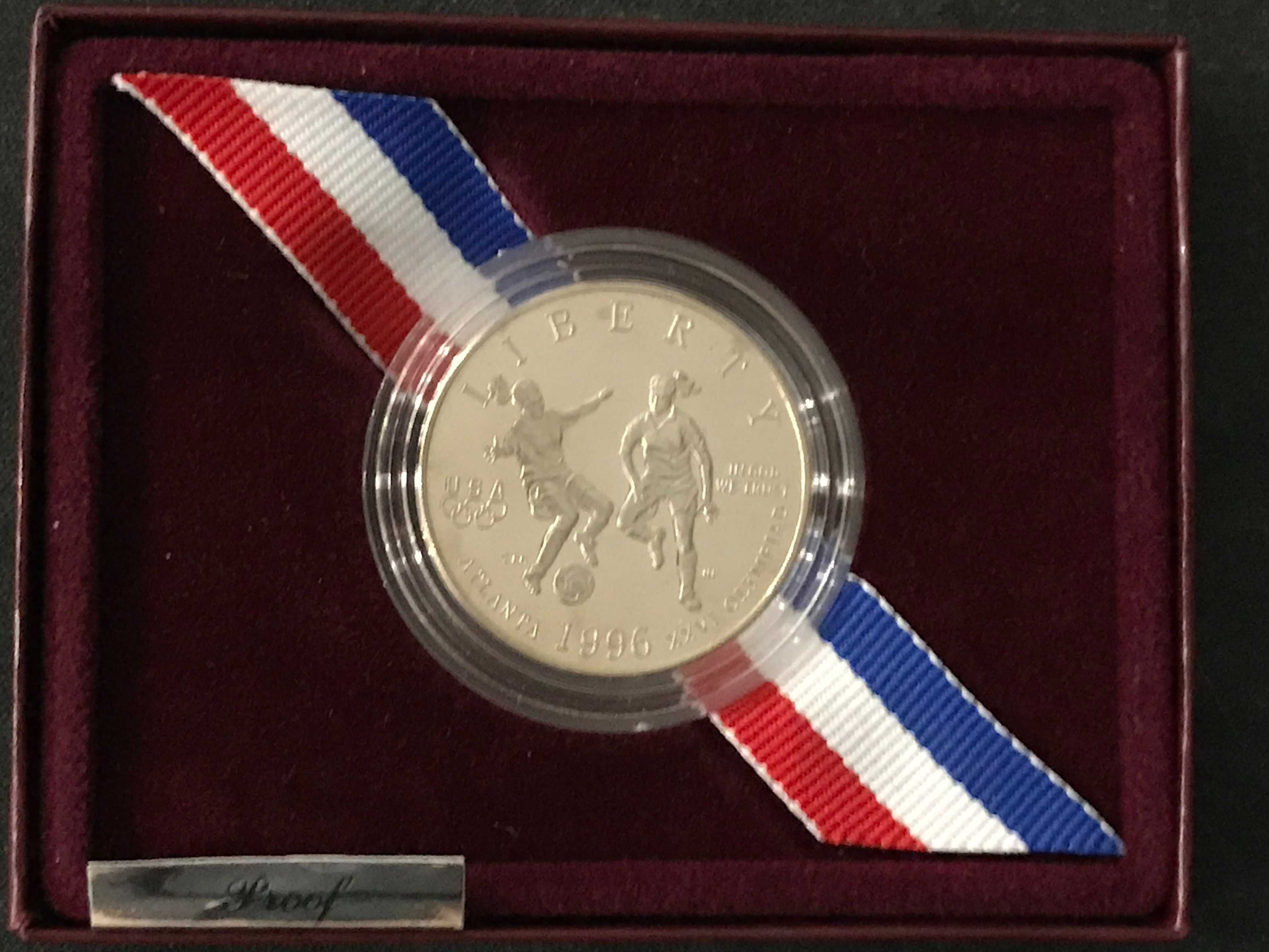 USA - 0,5 Dolar Cobre - XXVI JO, Atlanta 1996 -Futebol- Proof c/Estojo