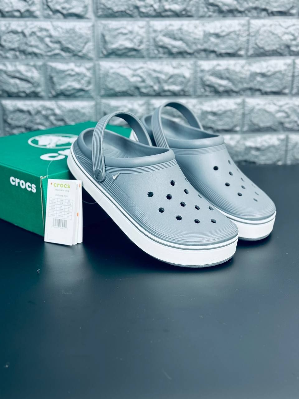 Мужские кроксы Crocs уличные шлёпанцы серые Крокс подростковые 36-46