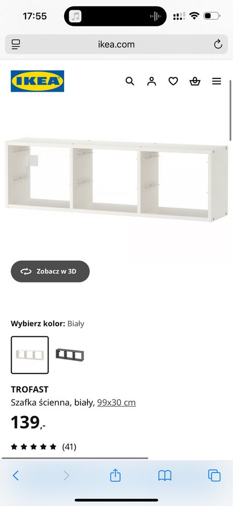 TROFAST IKEA Szafka ścienna, 99 × 30 cm, z pojemnikiem