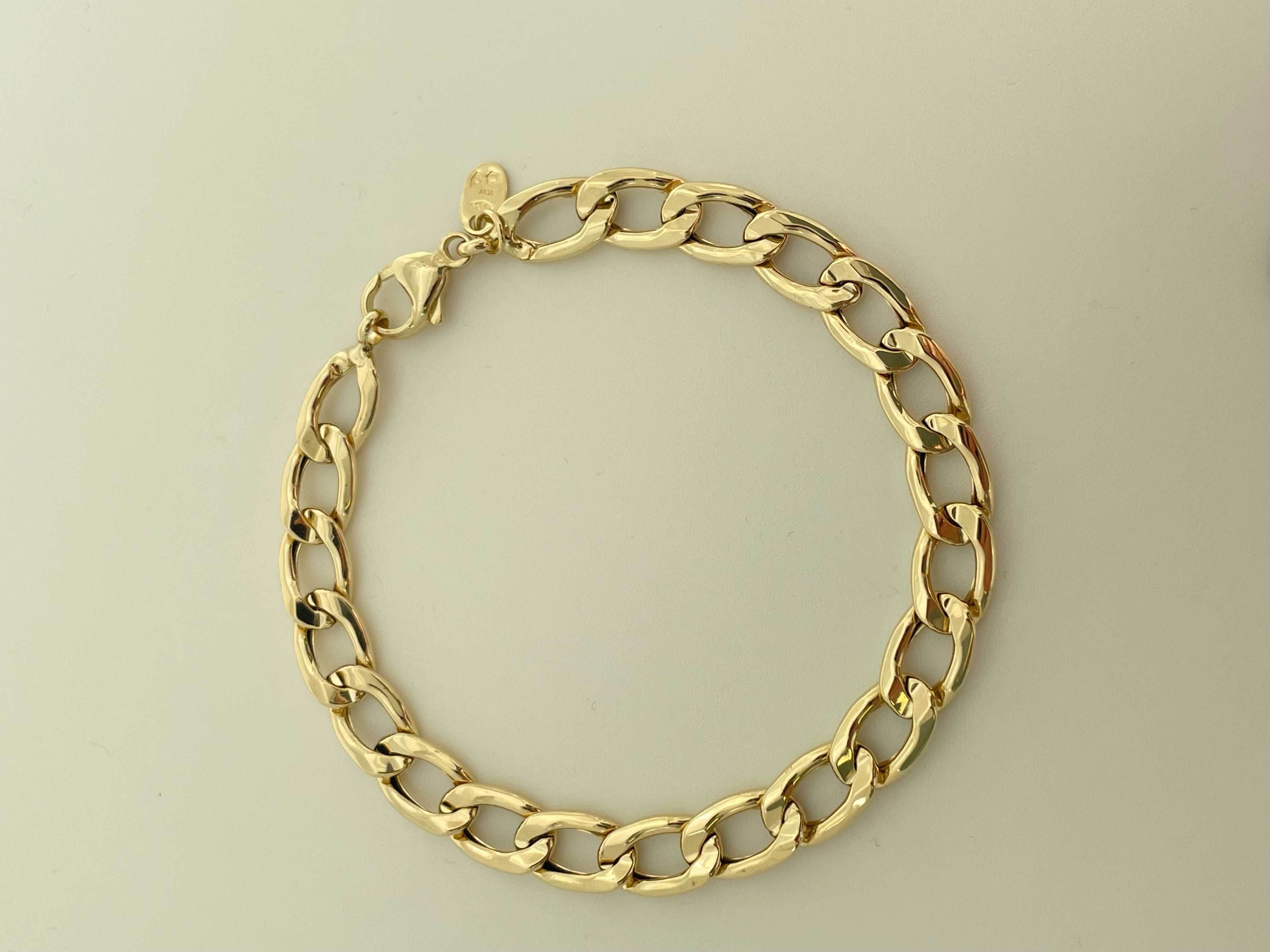 Złota bransoletka pancerka gruba elegancka 14K pr.585