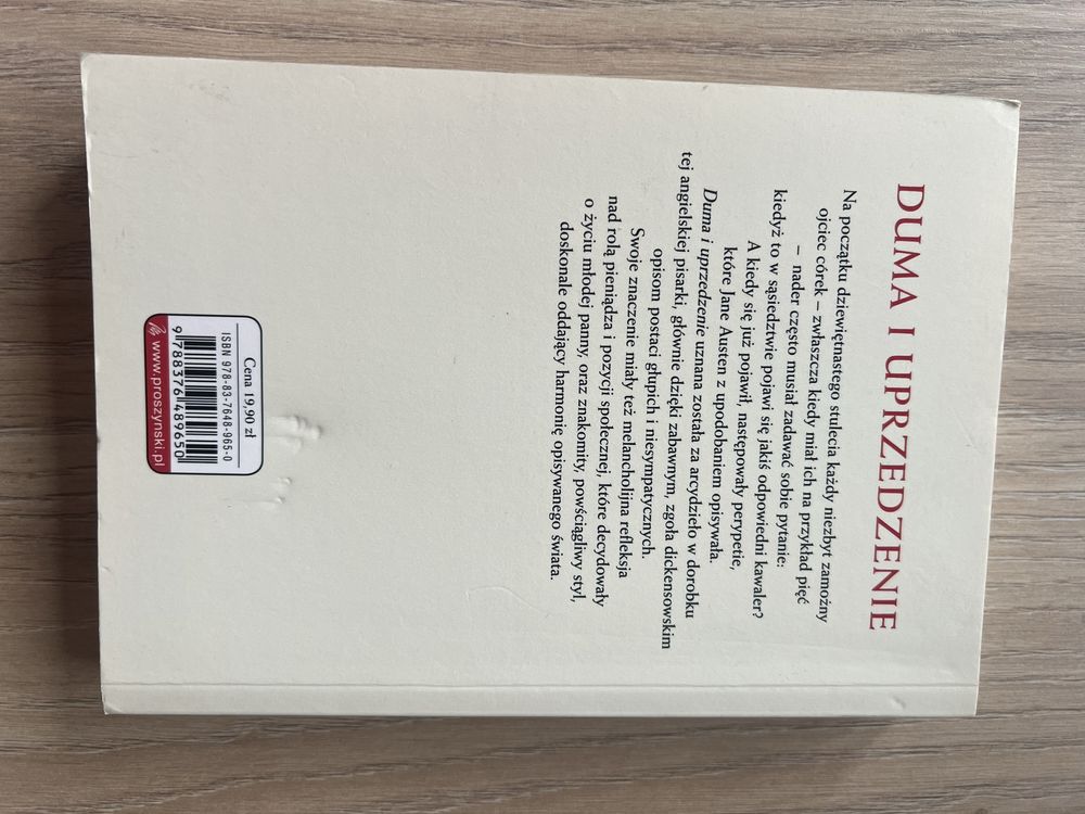 Sprzedam książkę Jane Austen, Duma i uprzedzenie