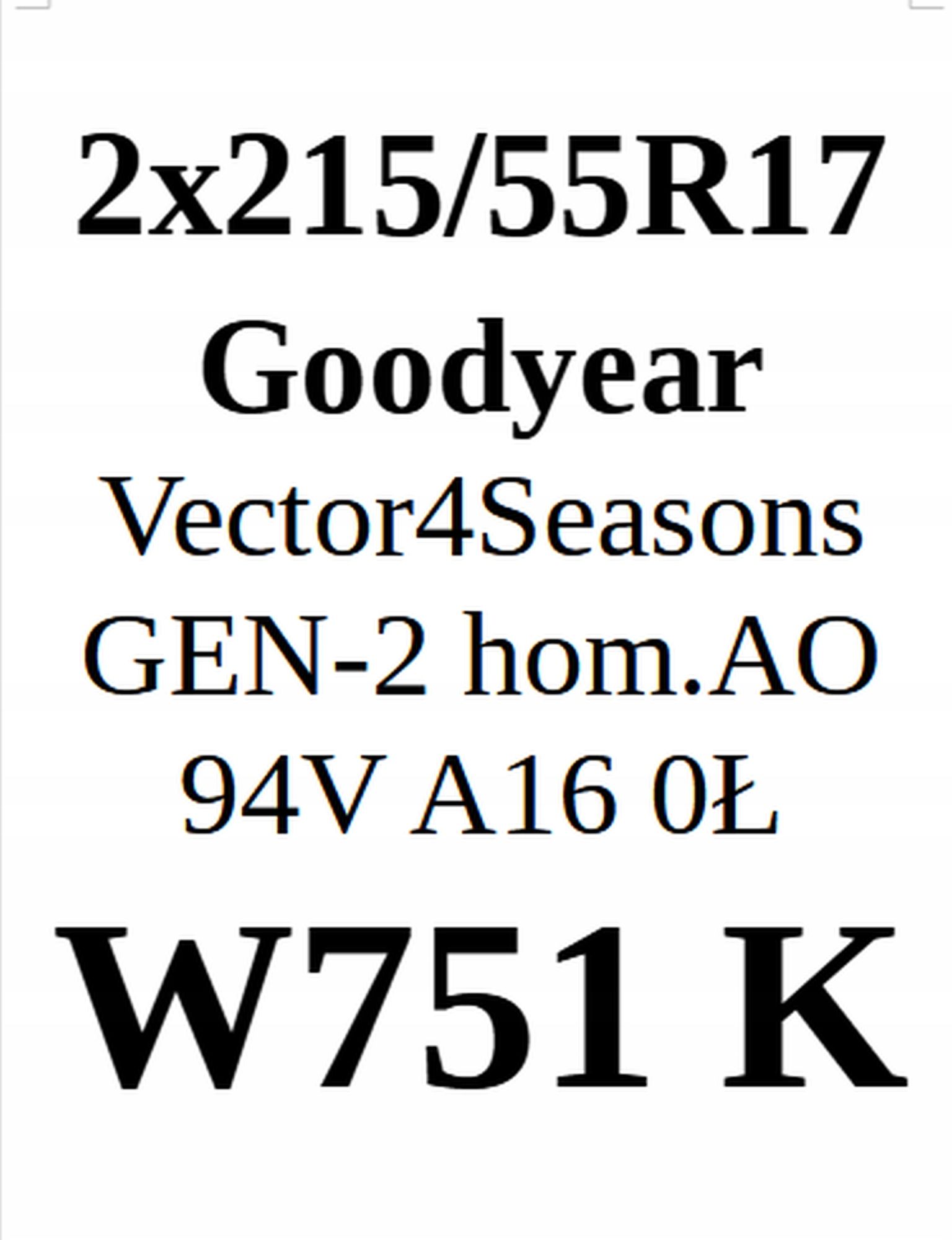 Opona 215/55/17 Goodyear 6,64mm 2szt.=400zł C