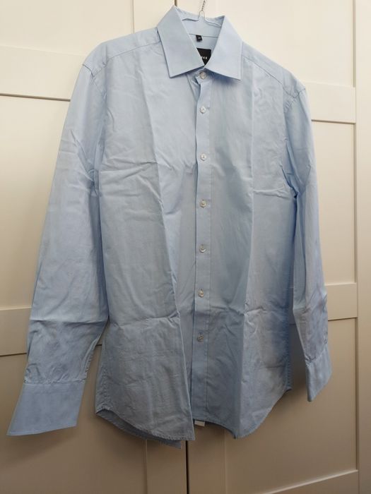 Niebieska koszula męska Wólczanka 100% bawełna S 39