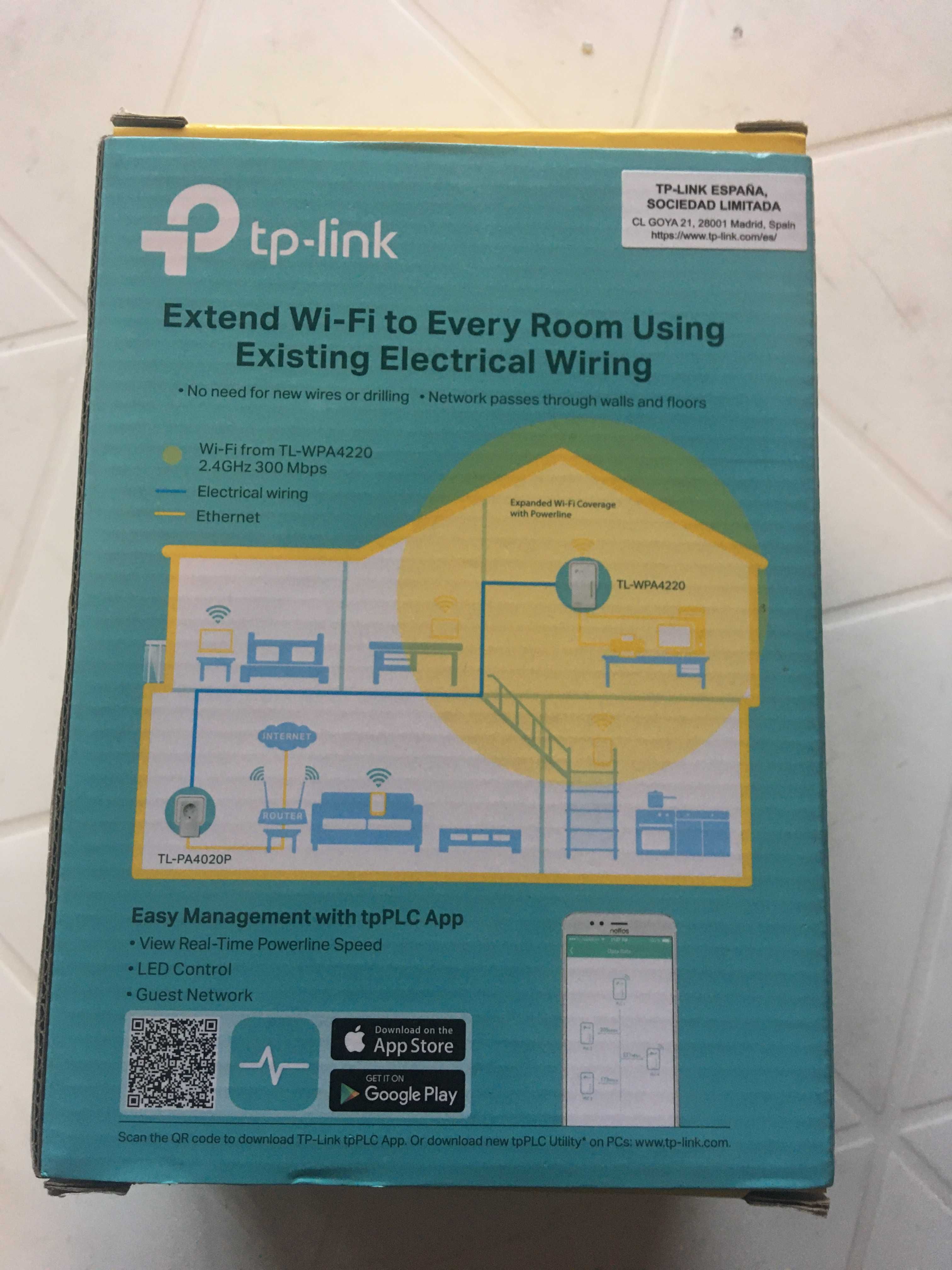 tp-link AV600 Powerline Wi-Fi Kit TL-WPA4226 novo