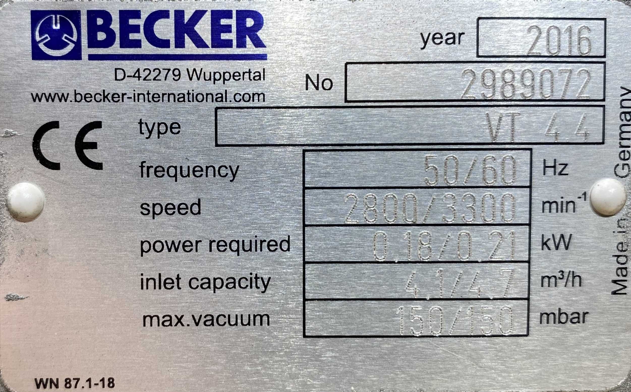 pompa próżniowa 0,18kW 2750obr. 1fazowa 230V BEKER