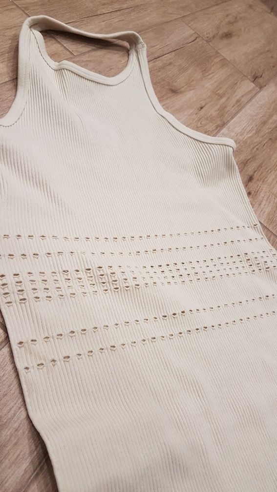 Krótka sukienka mini beżowa Bershka rozmiar XS tunika na plaże