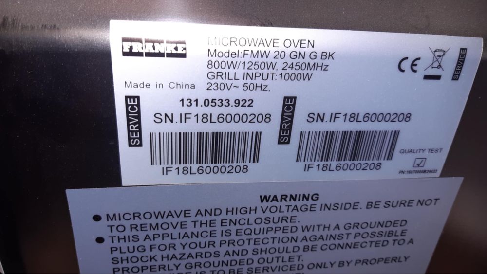 Franke Microwave oven fmw 20 gn bk