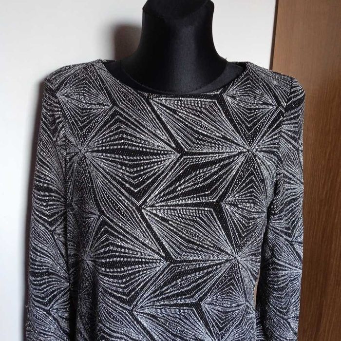 Czarno srebrna wizytowa sukienka r. 44/46