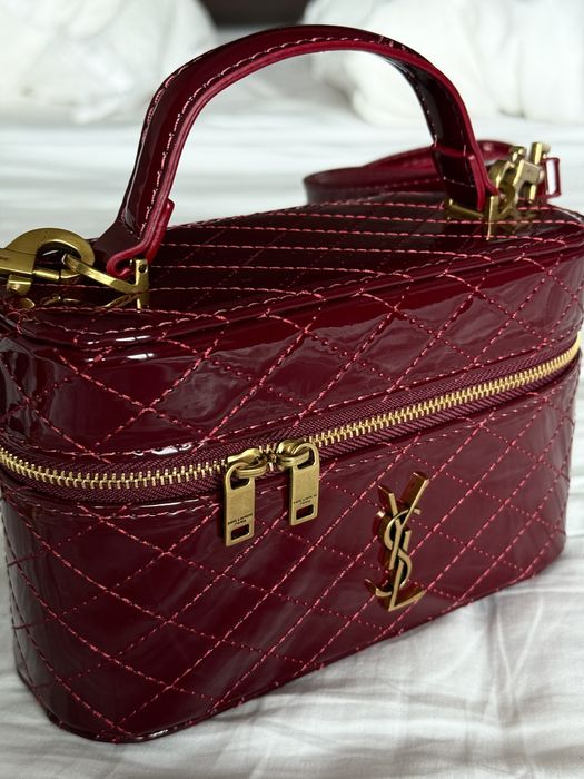 Сумка YSL Yves Saint Laurent шкіра | бургунді та чорна