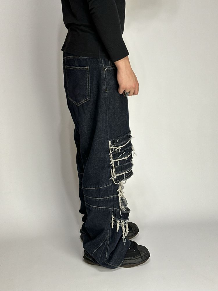 Distressed baggy custom jeans archive opium джинси сині рвані джинсы Л
