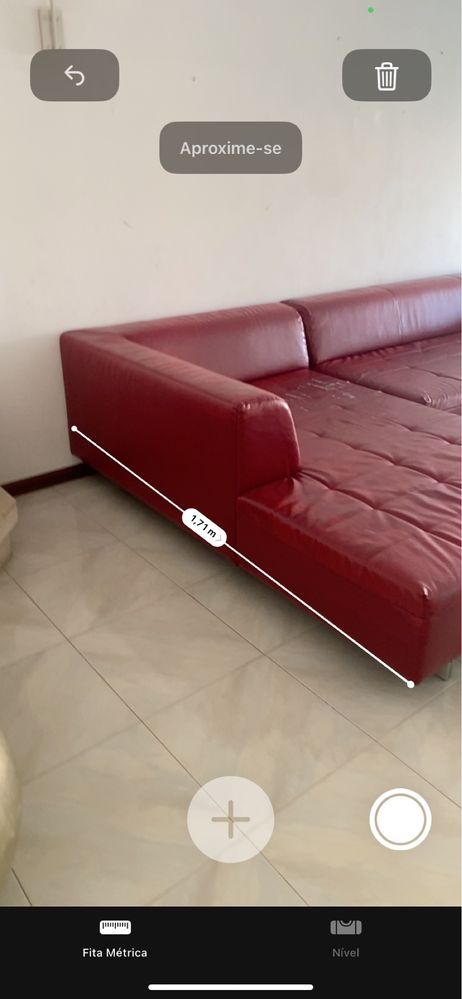 Sofa em pele vermelho 230cm/170cm