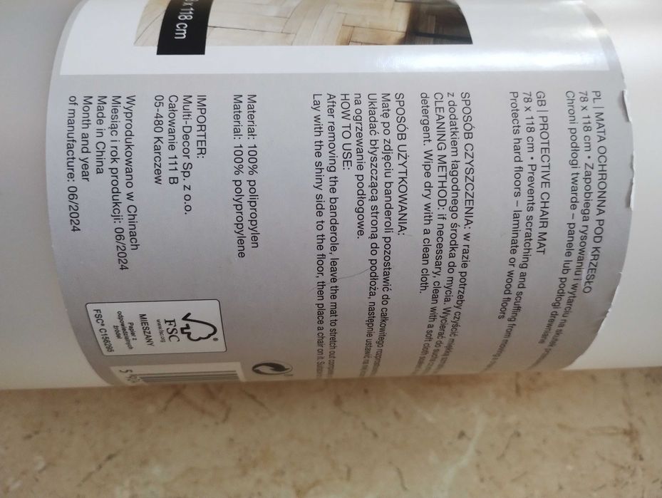 Mata ochronna pod krzesło Smukee 78x118