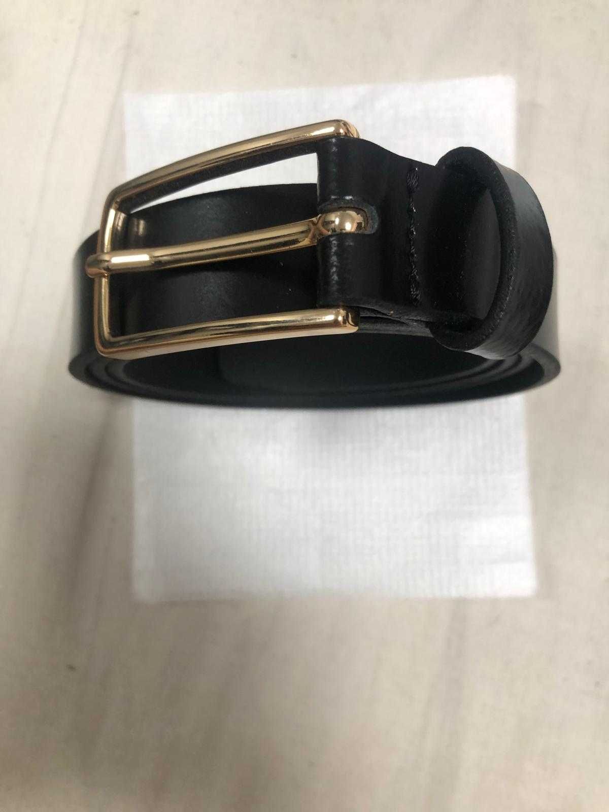 Cinto ZARA Preto com Fivela Dourada – NOVO (Tamanho XL - 100 cm)