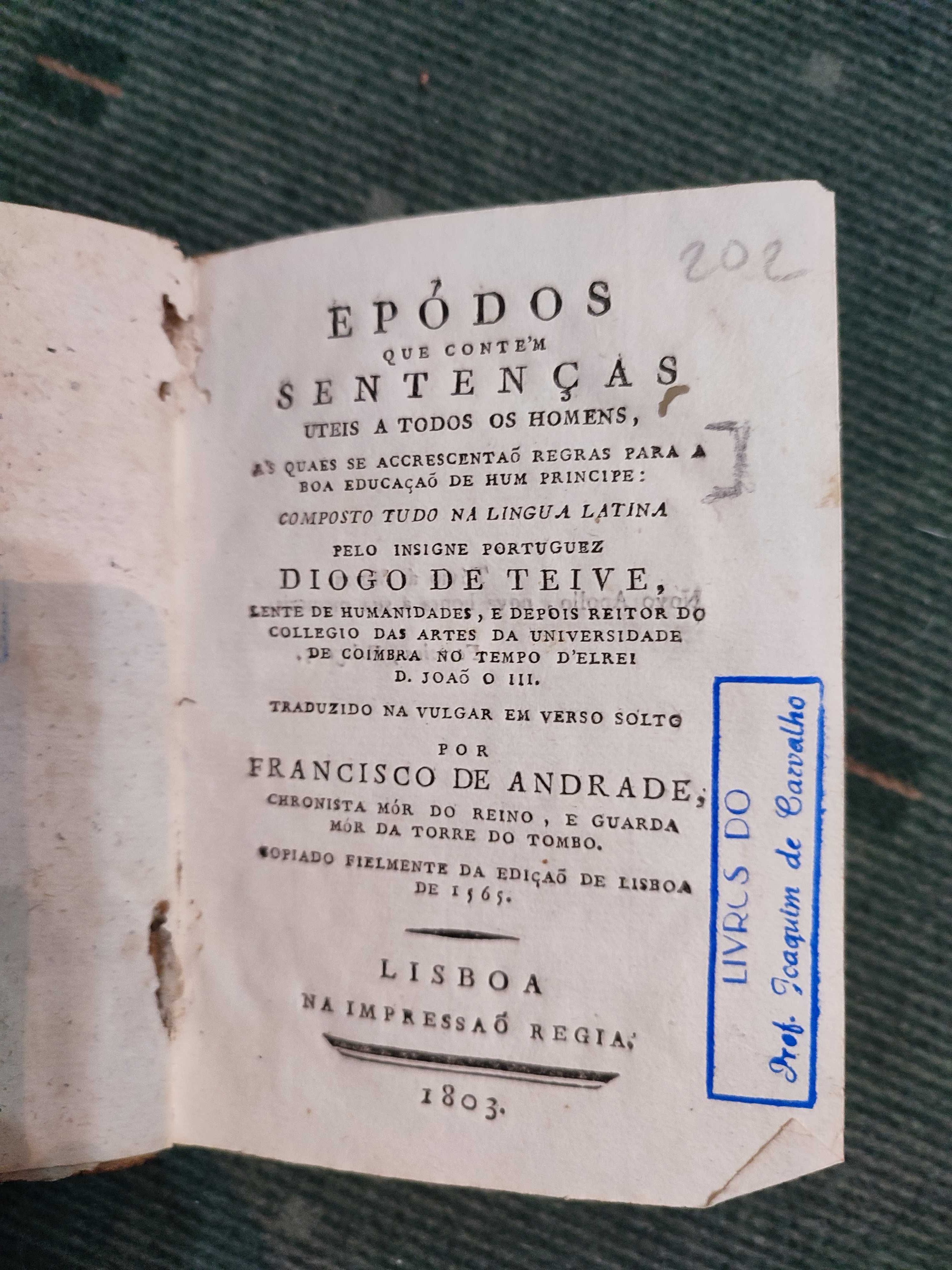 Épodos que contem sentenças uteis a todos os homens - 1803