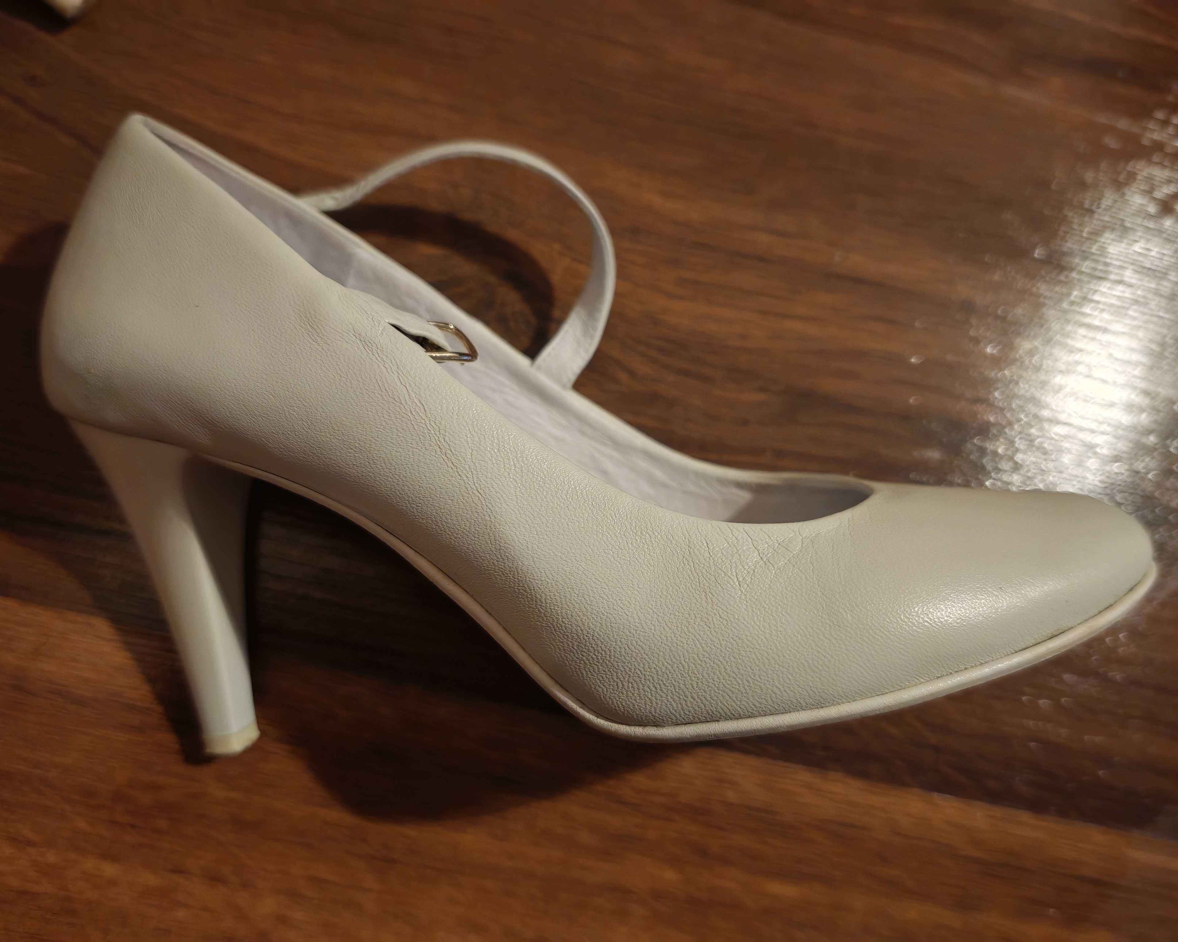 Buty ślubne, białe, skóra, r 36