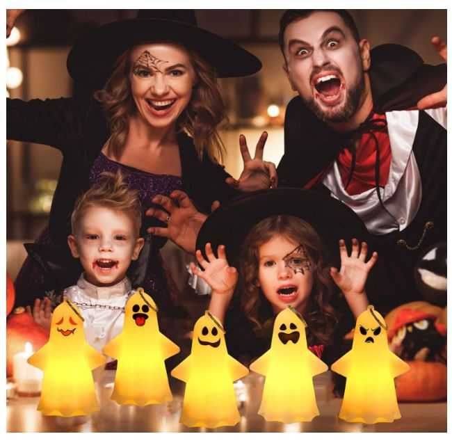Dekoracyjne lampiony/latarnie na Halloween wzór duchów 5 sztuk