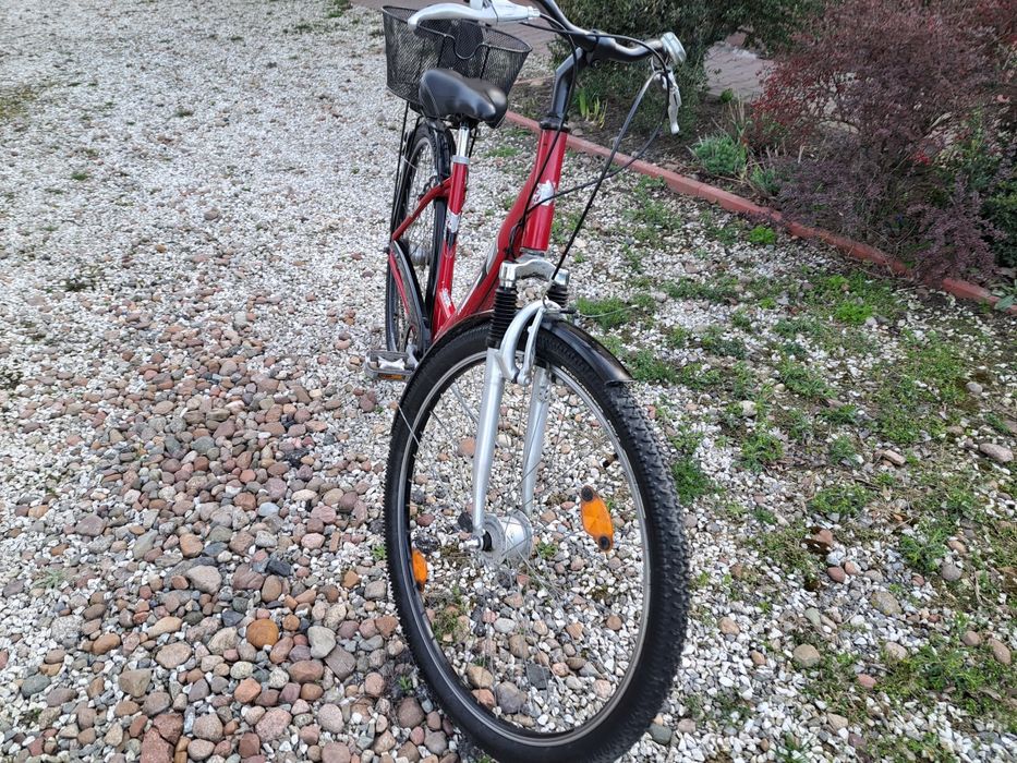 Rower damka Pegasus z koszykiem na grzyby