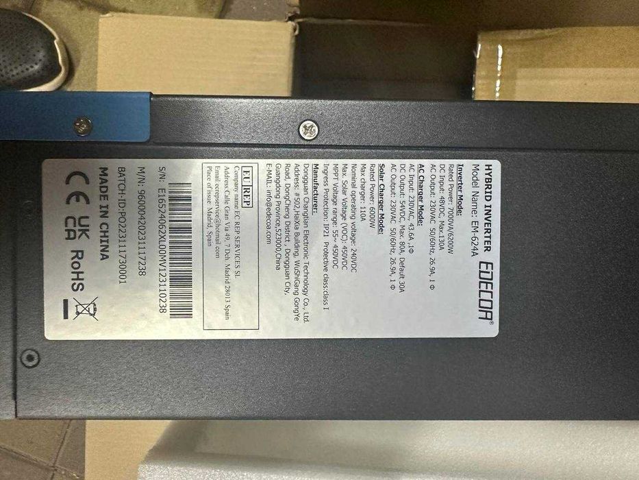 Гібридний інвертор Edecoa Solar Hybrid 48V 7,0 kV/A (6200W)+WiFi