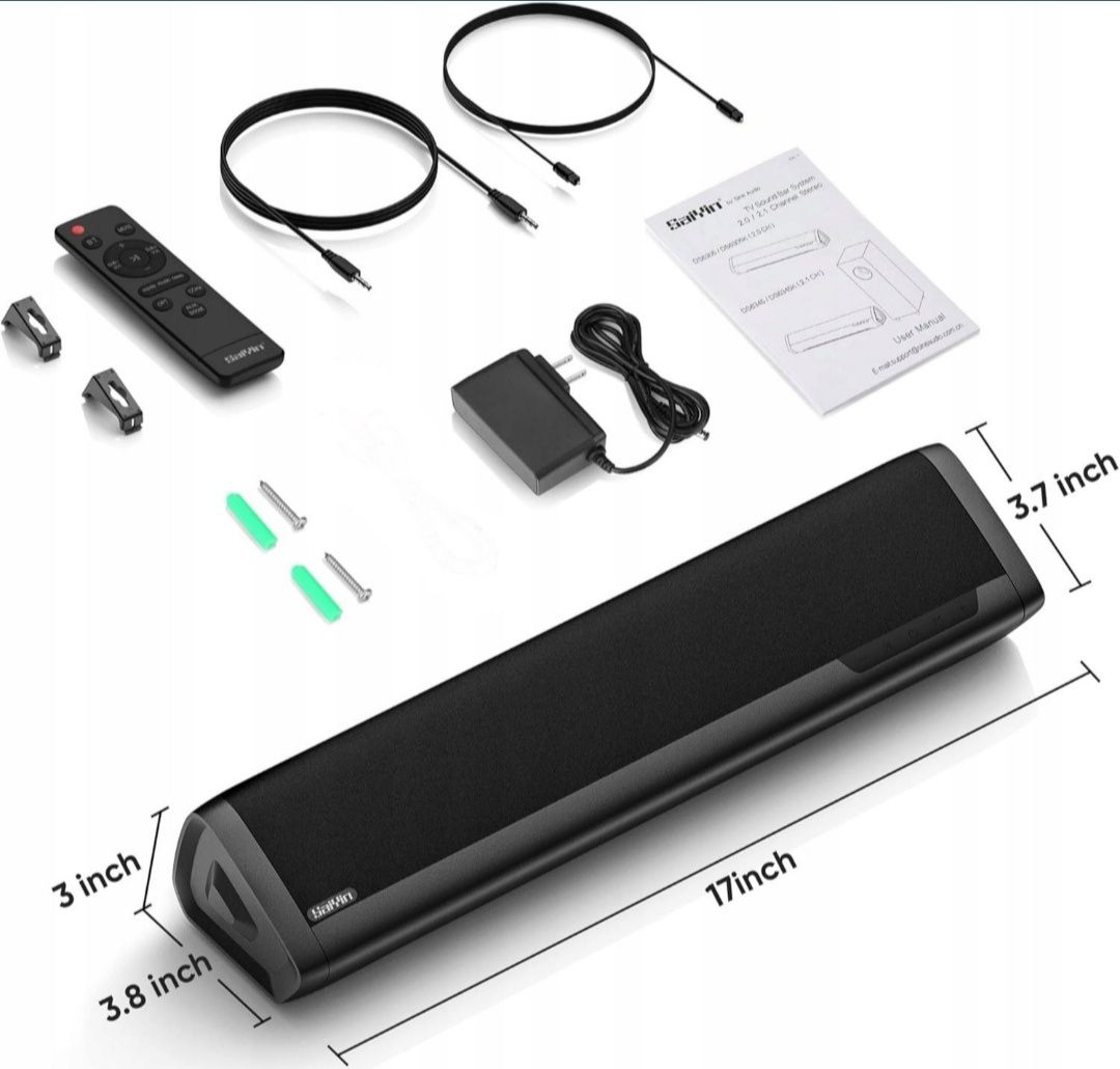 Saiyin Soundbar głośnik TV, Bluetooth, AUX 2x20W