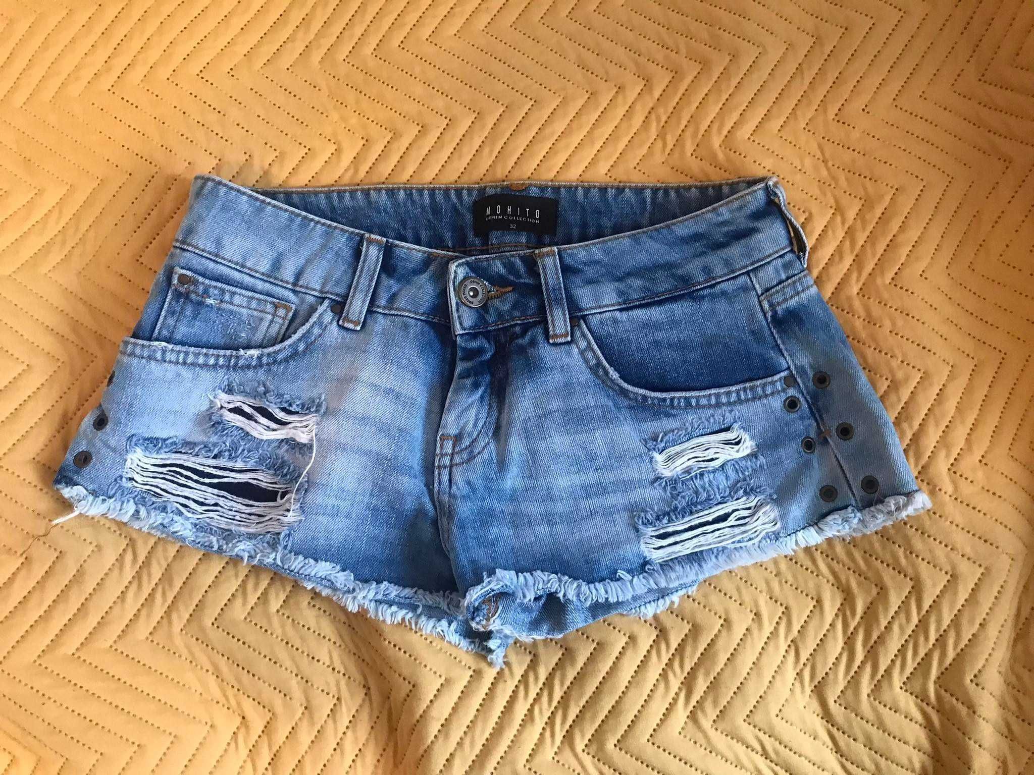 krótkie spodenki jeansowe szorty jeans - Mohito denim collection  - 32