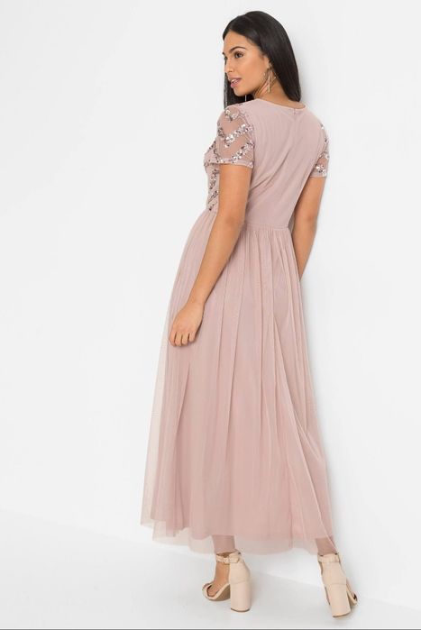 Wyprzedaż 2 sukienka 42 44 cekiny maxi wesele  druhna mama młodej młod