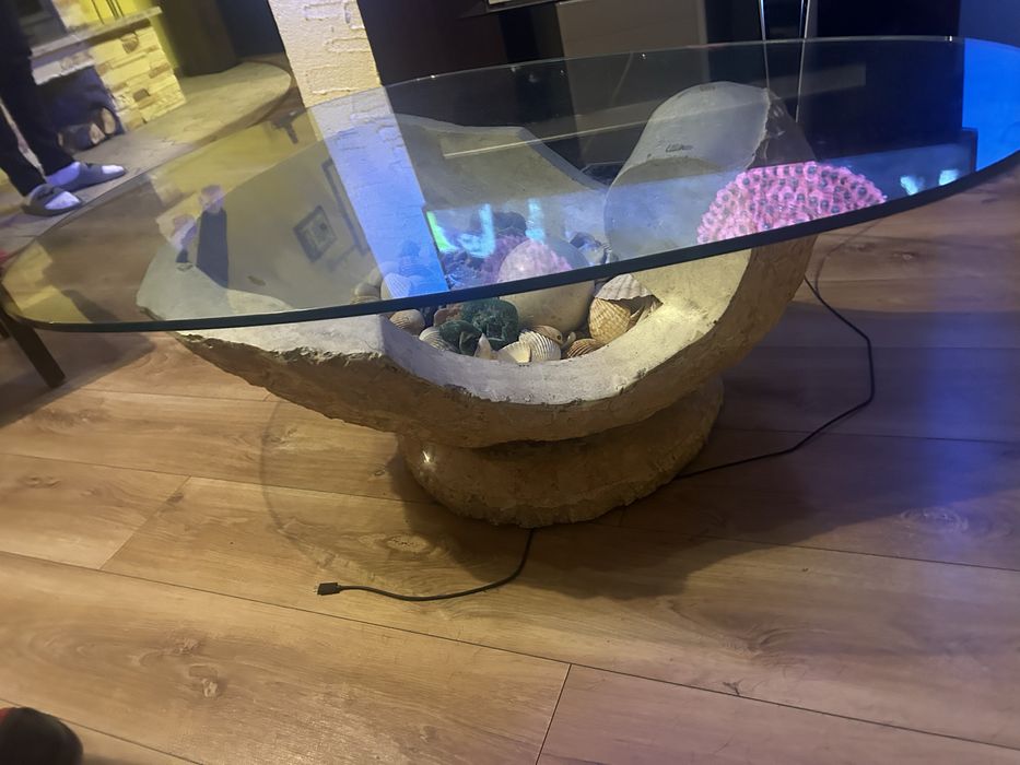 Stolik muszla kawowy design kamień naturalny  nietypowy stół muszelki