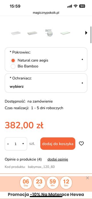 Materac Hevea do łóżeczka dziecięcego