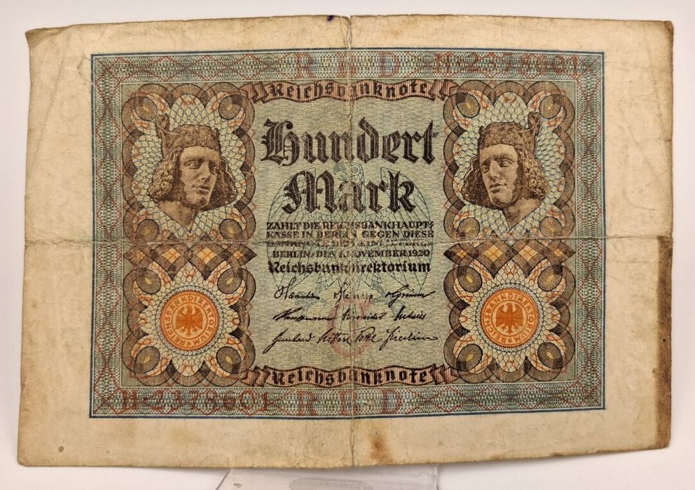 Stary Banknot Niemcy 100 marek 1920