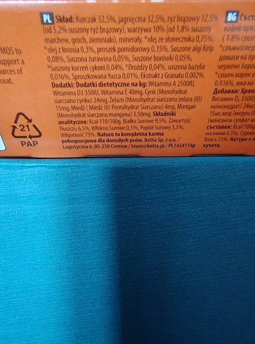 Zestaw 7 tacek Naturo karmy super premium 400 g