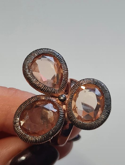 Pierścionek srebrny 925 cytryny złocenie