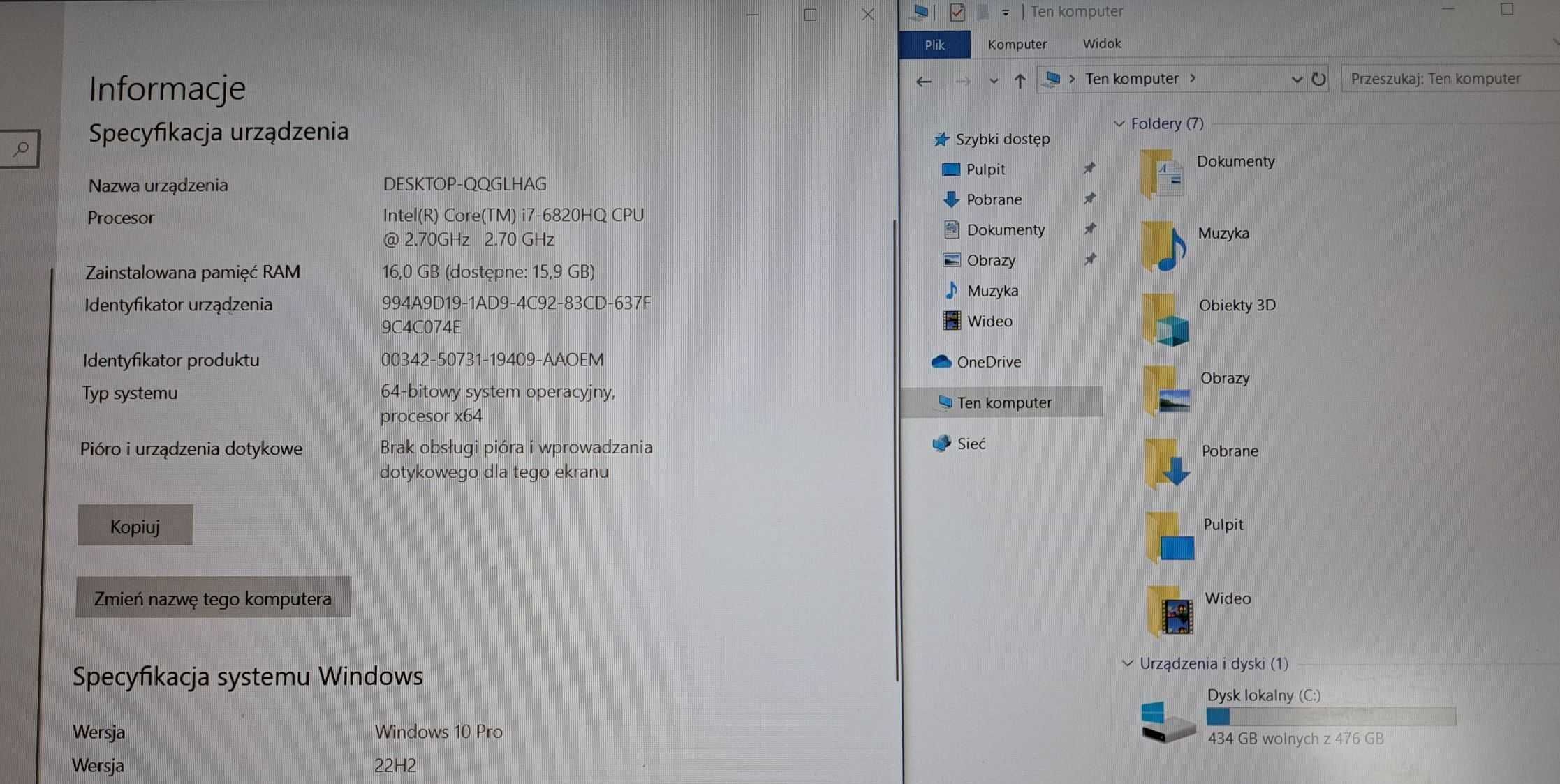 Dell Precision i7 16GB SSD 512GB FullHD Oryginalny