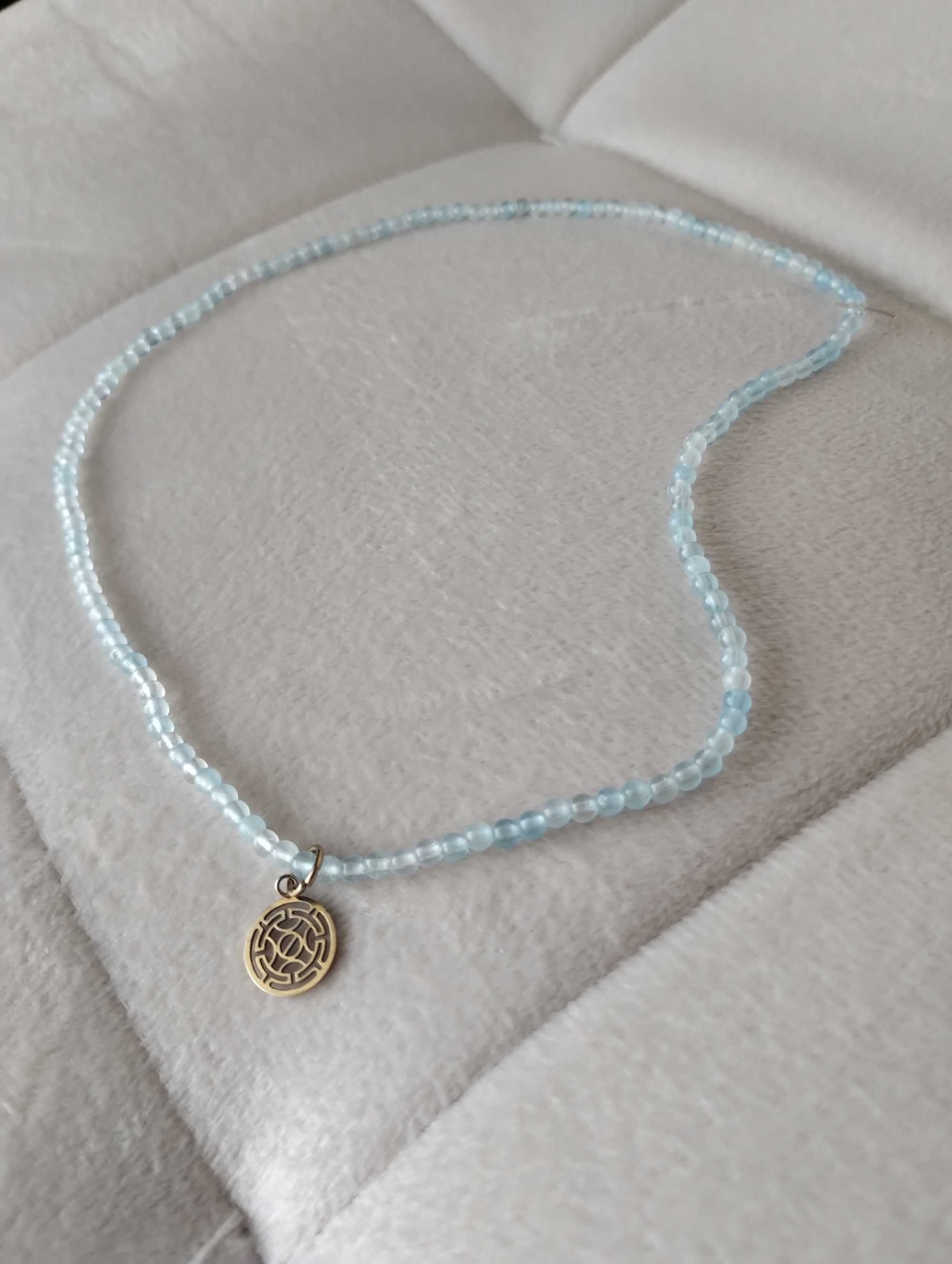 Naszyjnik handmade z niebieskiego akwamarynu - kamienie naturalne
